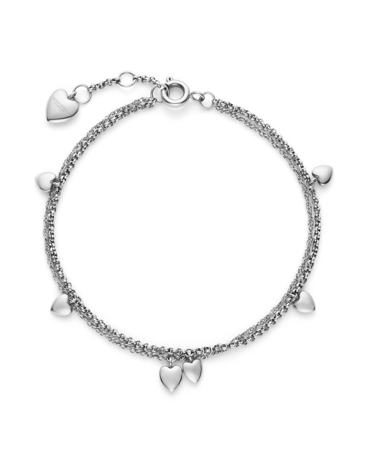 Mini Heart Silver Tone Stainless Steel Bracelet - Silver