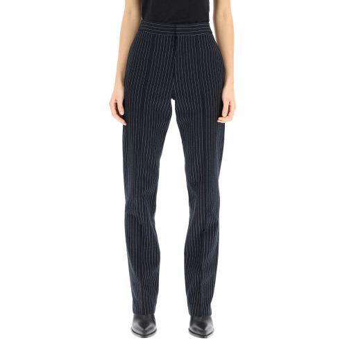 Pinstriped straight-leg trousers