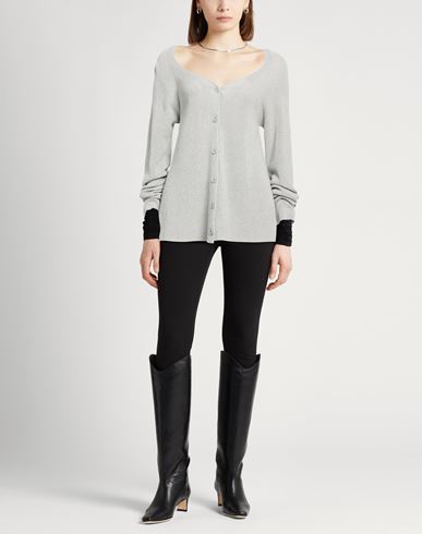 Woman Cardigan Grey Size 14 Cotton, Viscose, Polyester