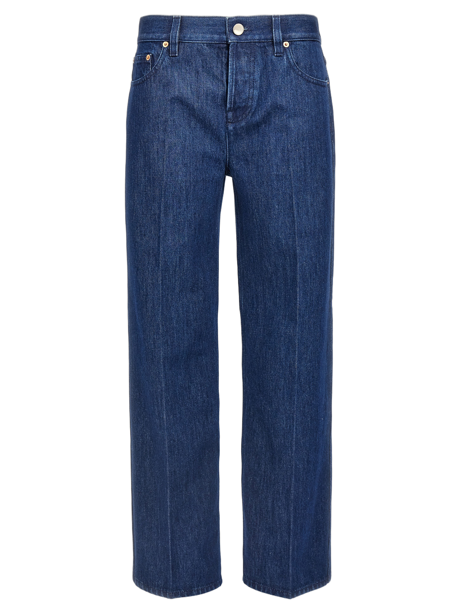 Straight-Leg Cotton Denim Jeans — Blue