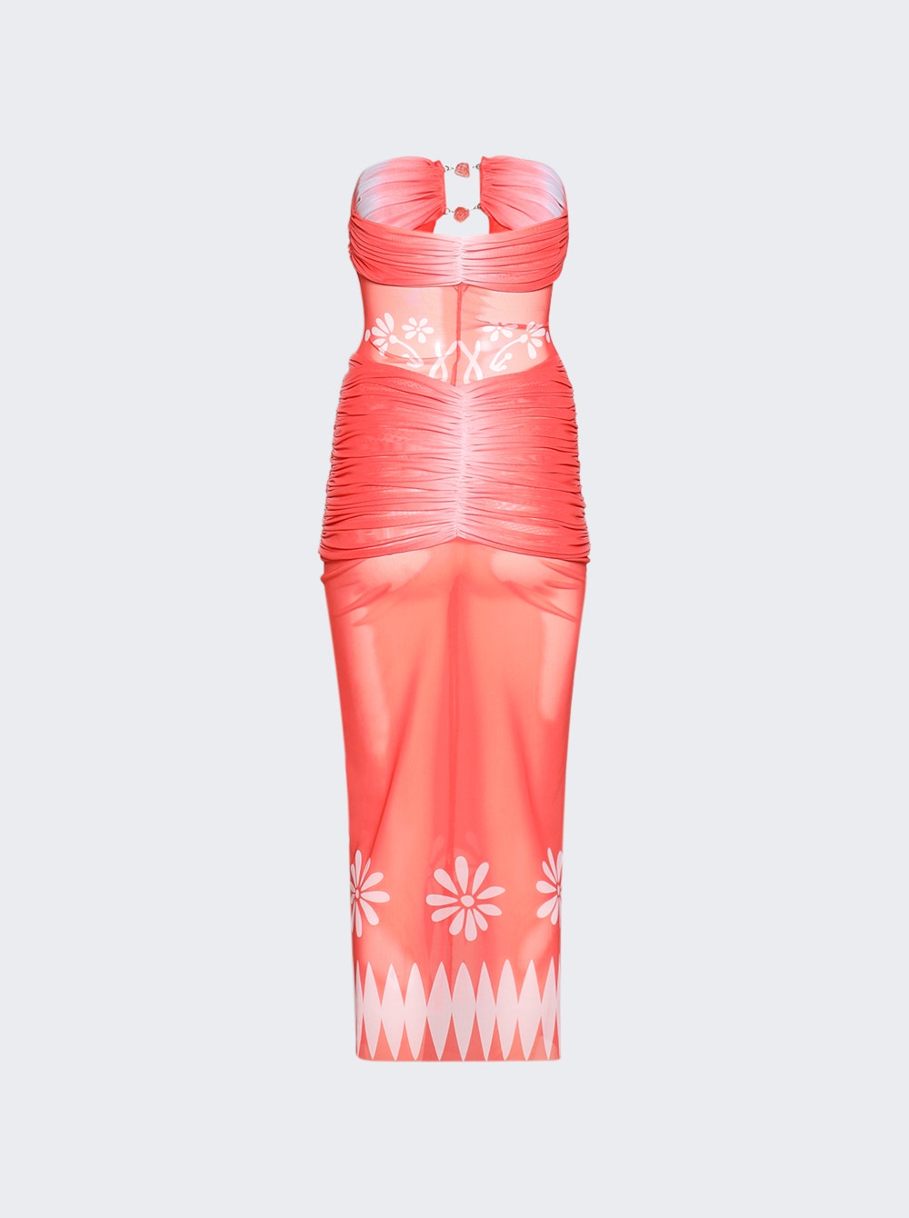 Radiant Siren Strapless Mesh Dress Orange