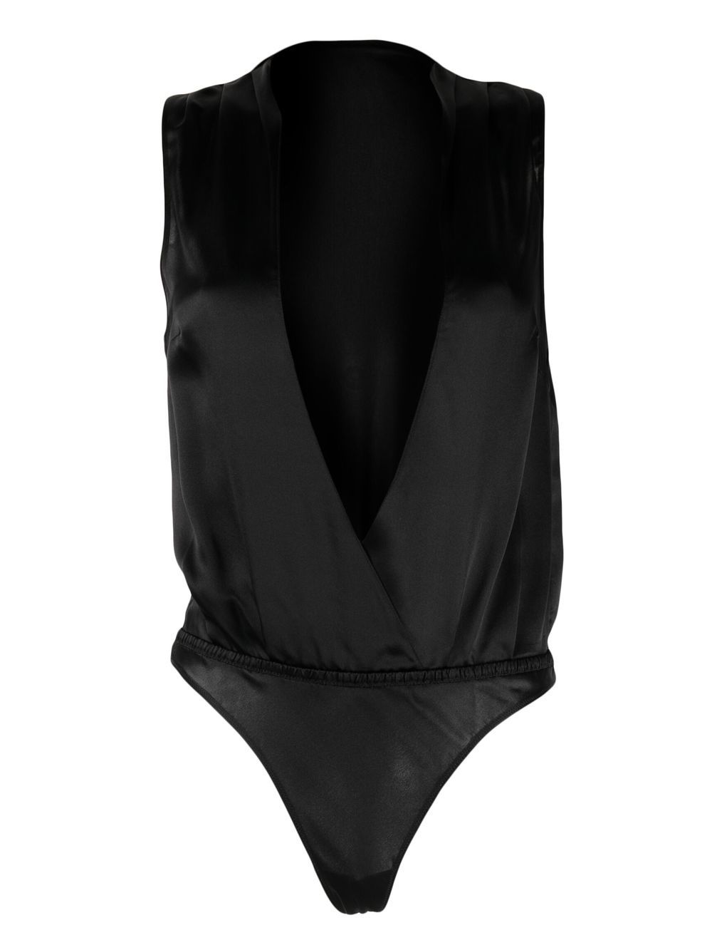 V-neck silk bodysuit - Black