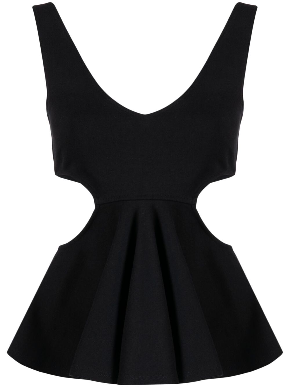 Cut-out ruffled tank top - White