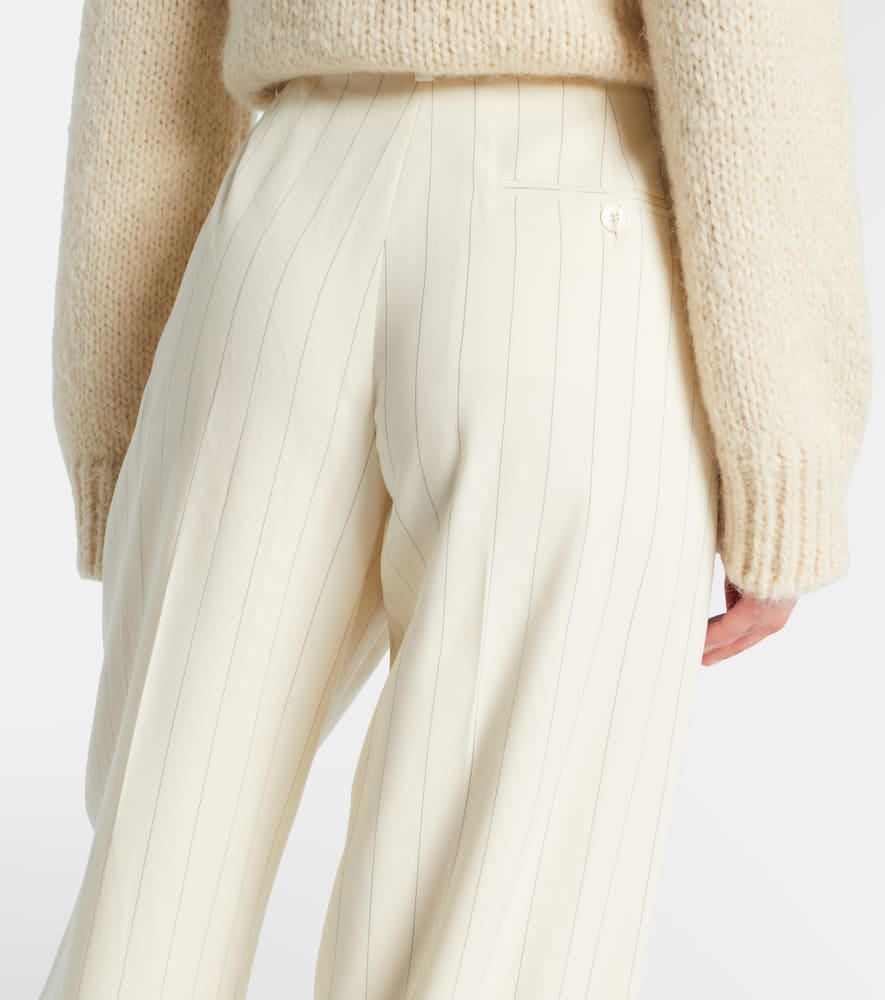 Striped high-rise wool wide-leg pants