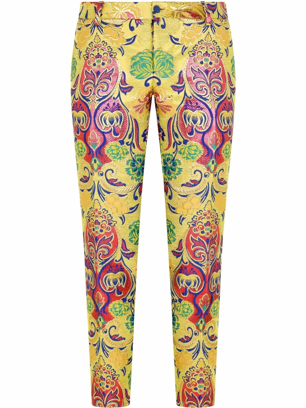 Patterned jacquard tailored trousers - Yellow