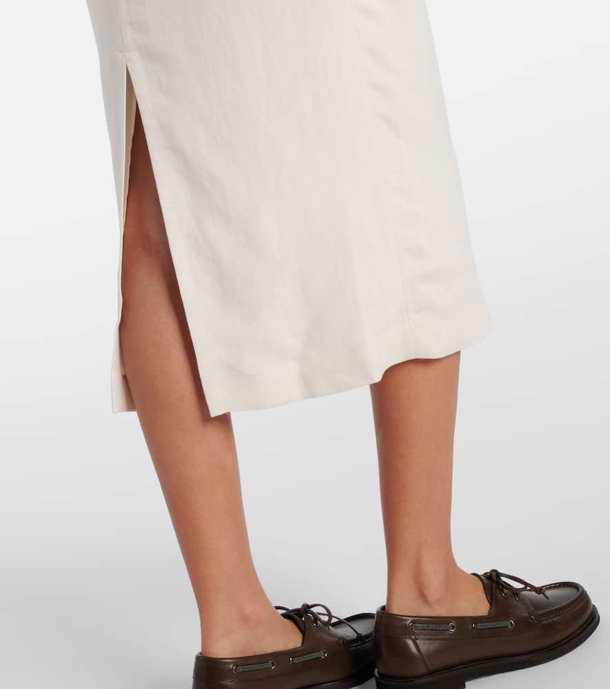 Linen-blend midi dress