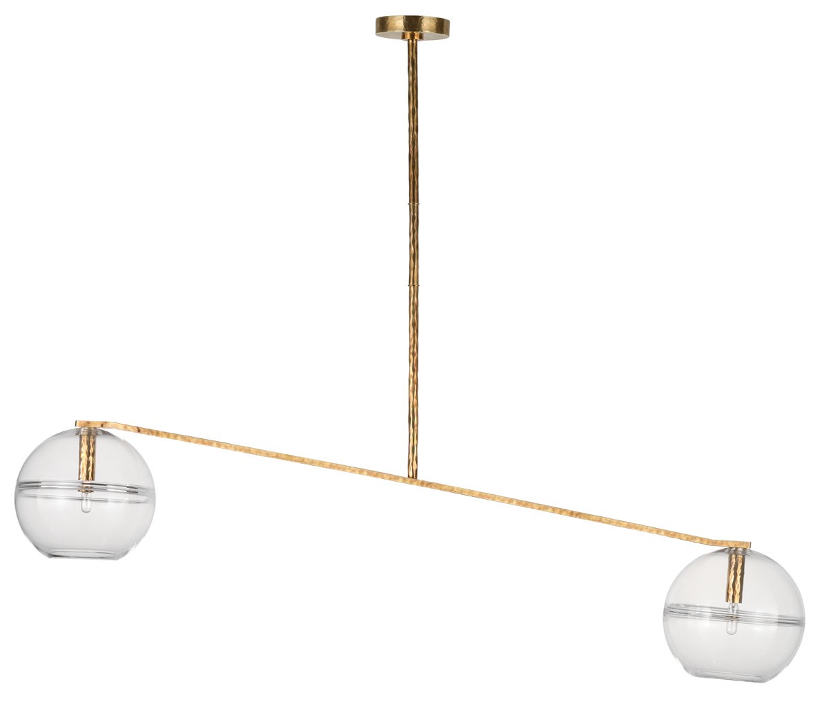 Polished Antique Brass Two Light Chandelier from the Lowing Collection