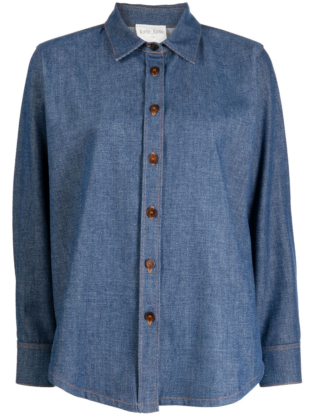 Spread-collar chambray shirt - Blue