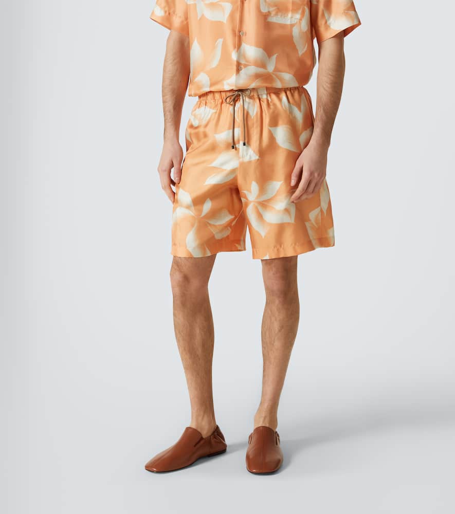 Printed silk shorts