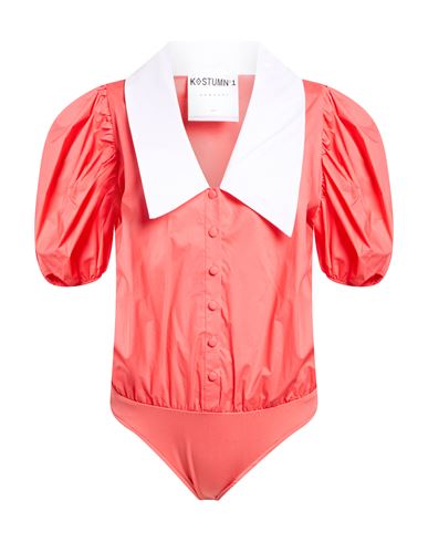 ! Woman Bodysuit Coral Size S Cotton, Elastane, Polyester