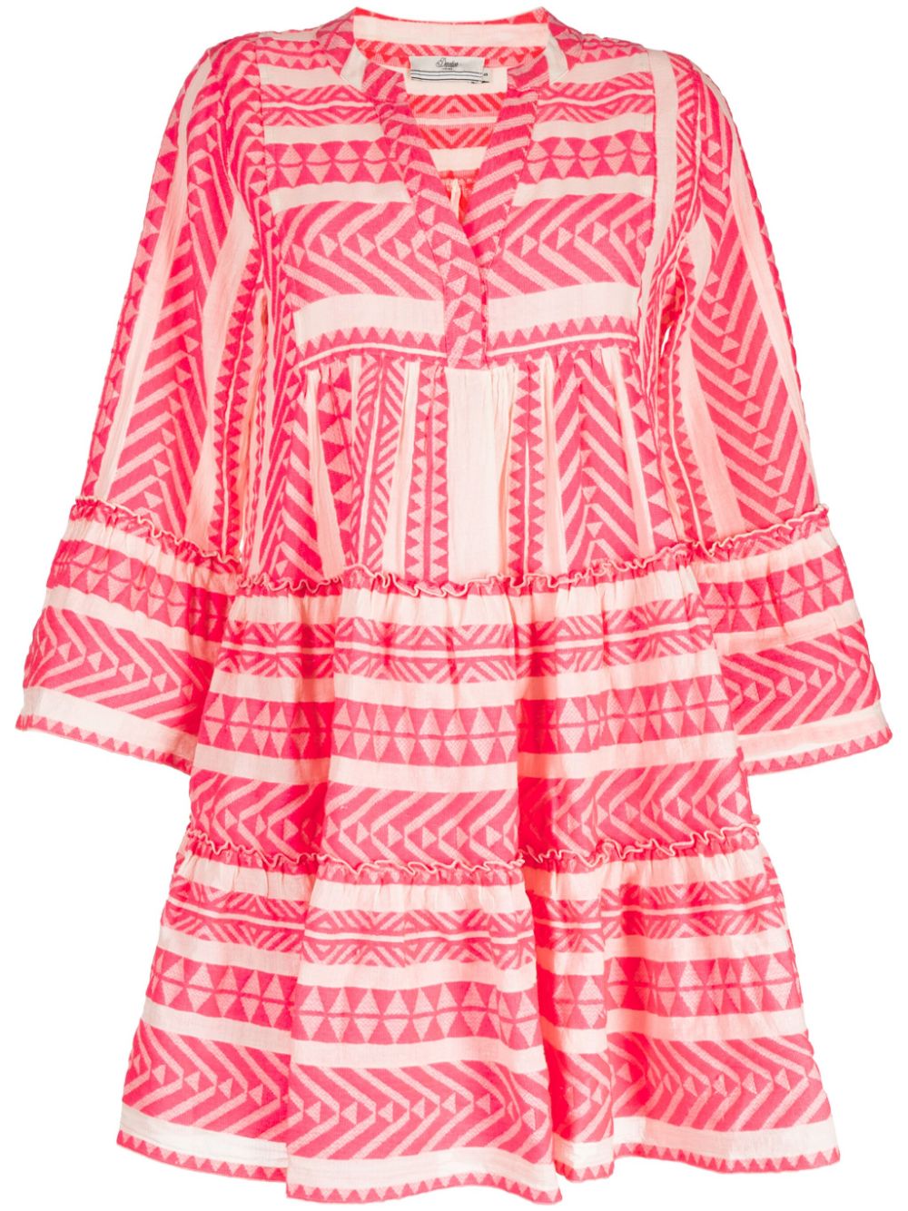 Ella zigzag-patterned short dress - Pink