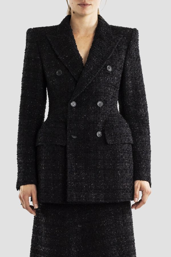 Bouclé Tweed Blazer — Black