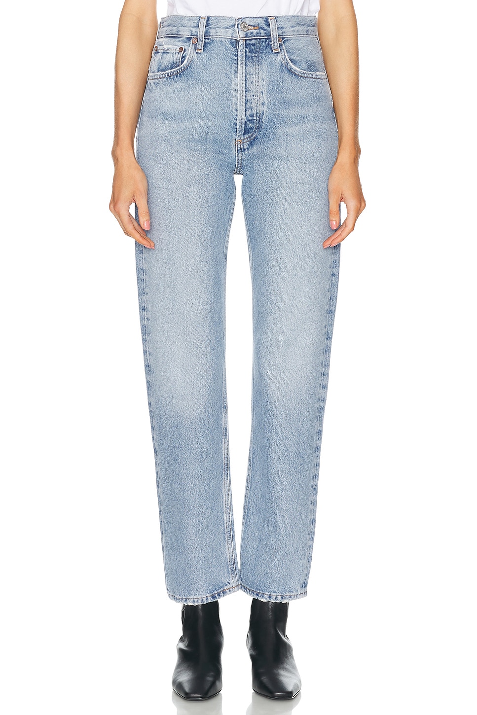 AGOLDE 90s Pinch Waist High Rise Straight Jeans in Denim-Light