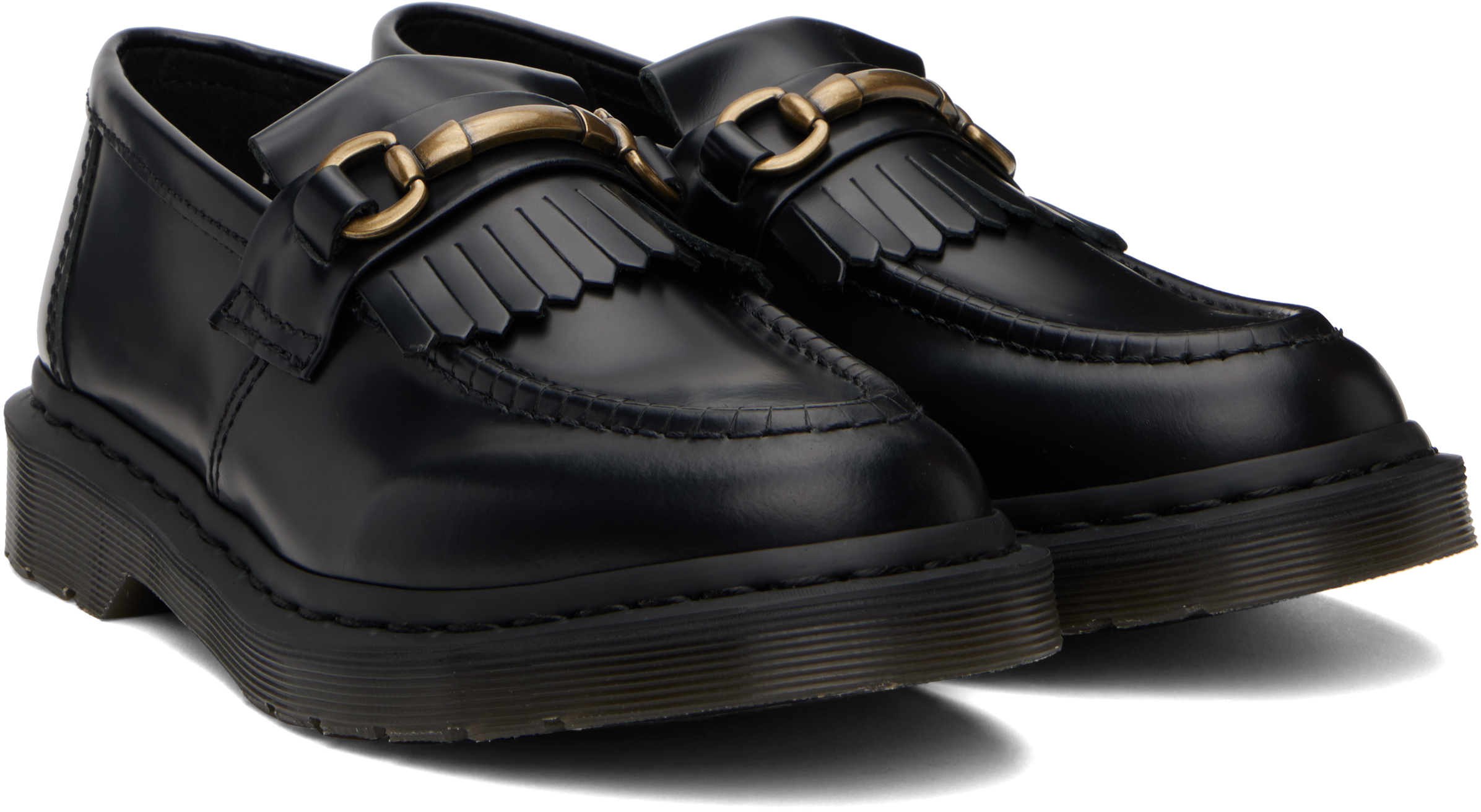 Dr. Martens Black Adrian Snaffle Smooth Leather Kiltie Loafers