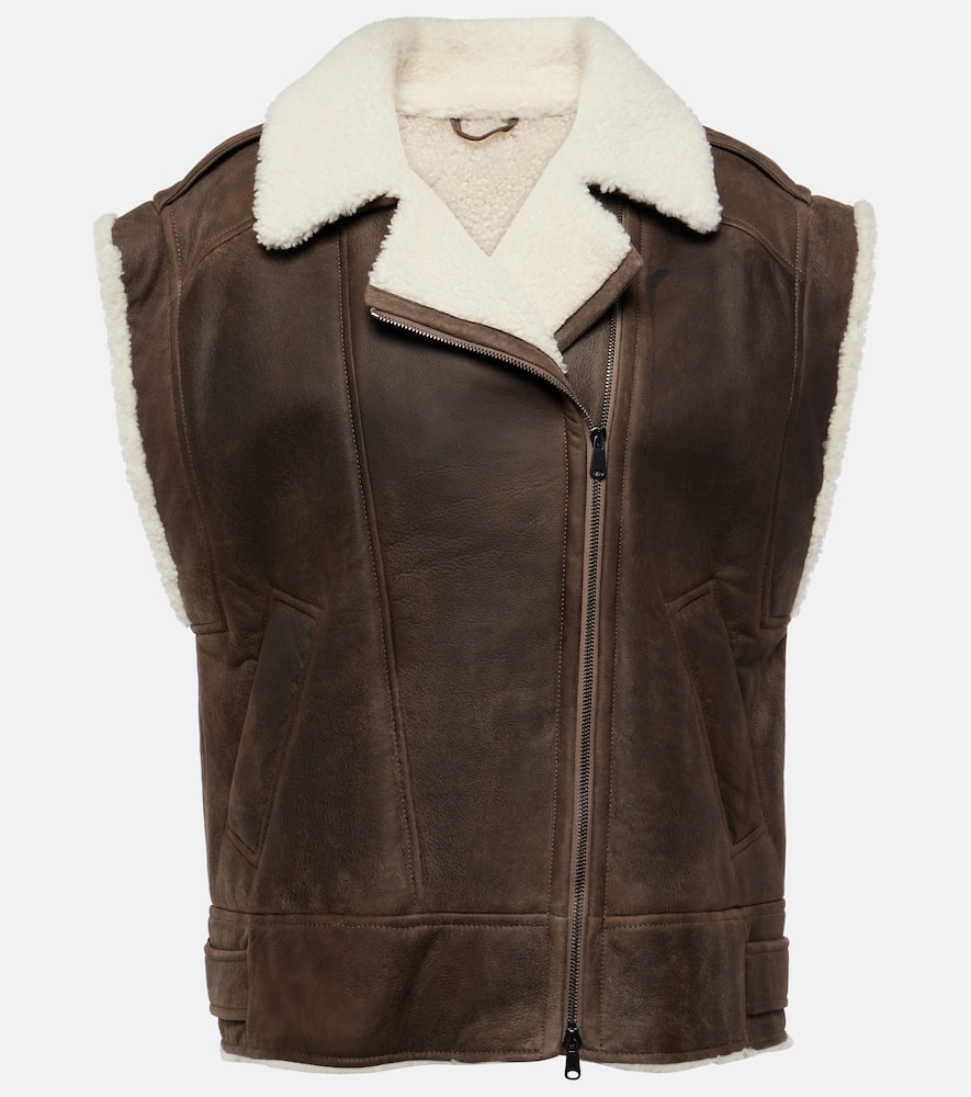 Shearling-lined leather vest