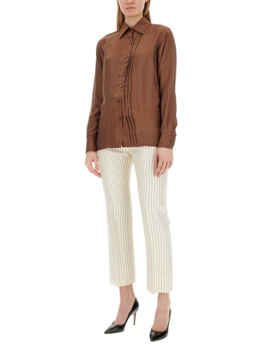 Pleated Long-sleeved Shirt