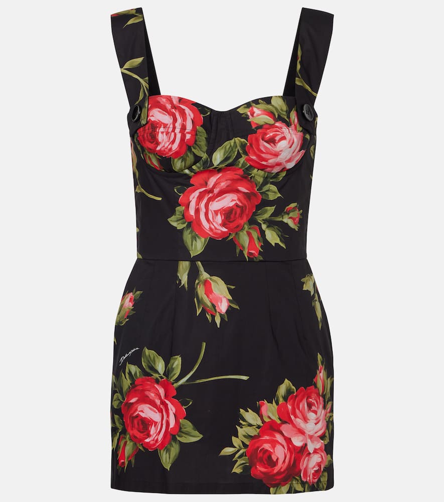 Floral cotton bustier dress