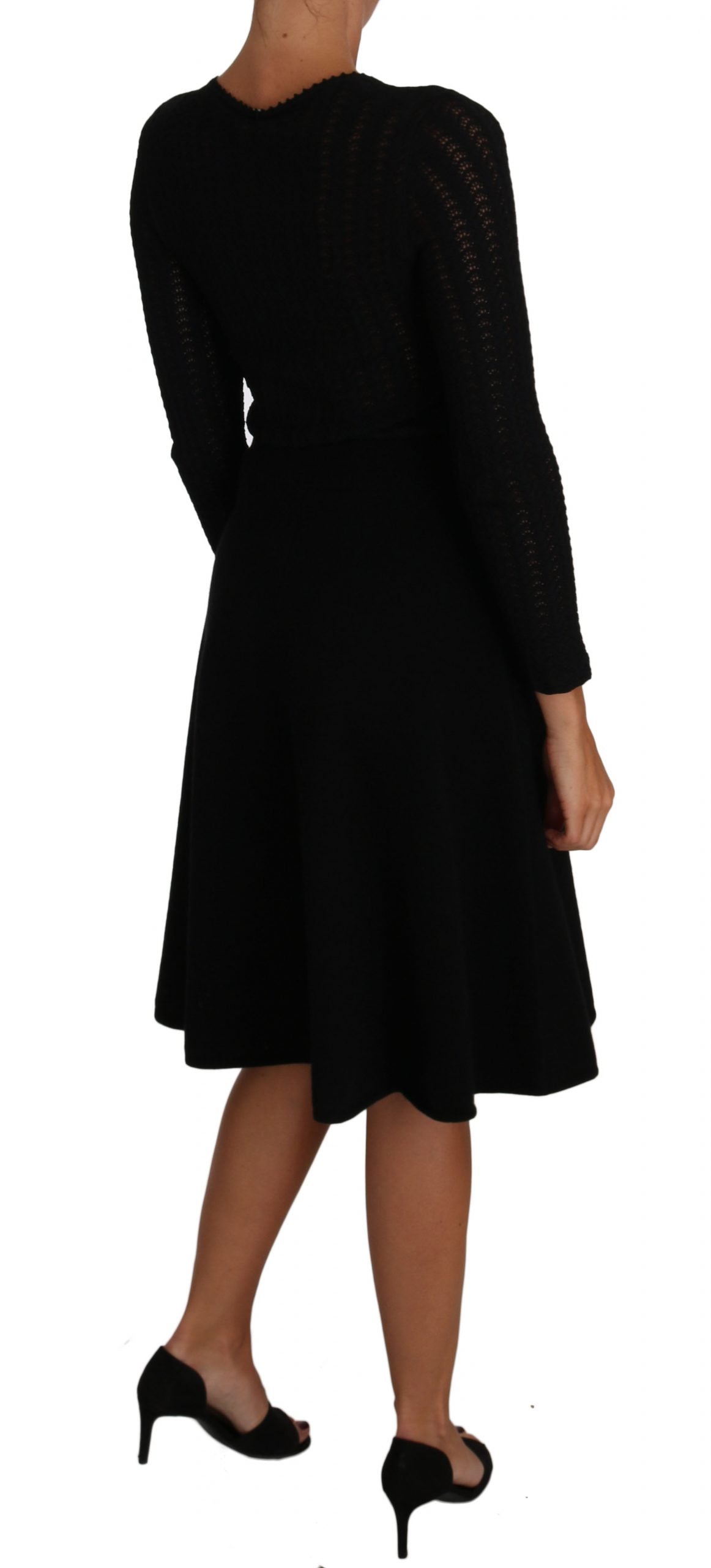 Knitted Wool Sheath Dress — Black