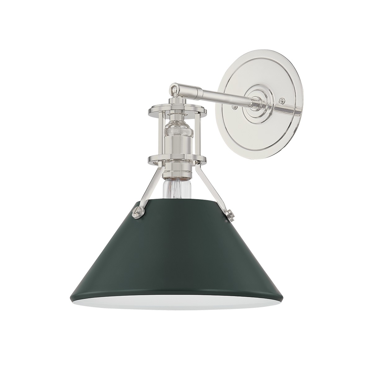 Polished Nickel Soft Studio Green Wall Sconce from the Painted No. 2 Collection
