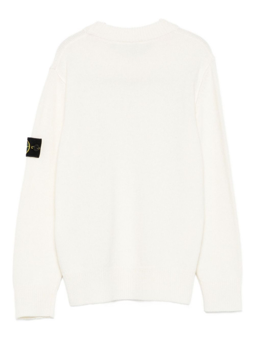 Boys White Solid Sweater