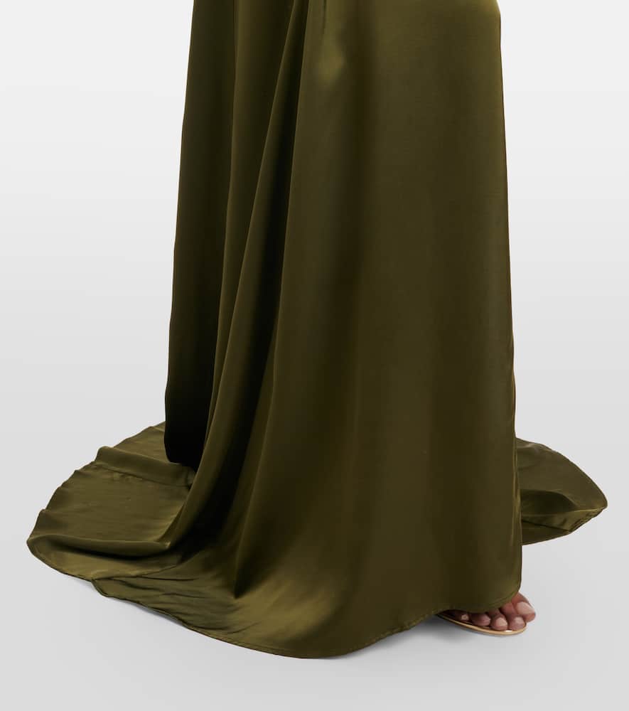 Appliqué satin gown
