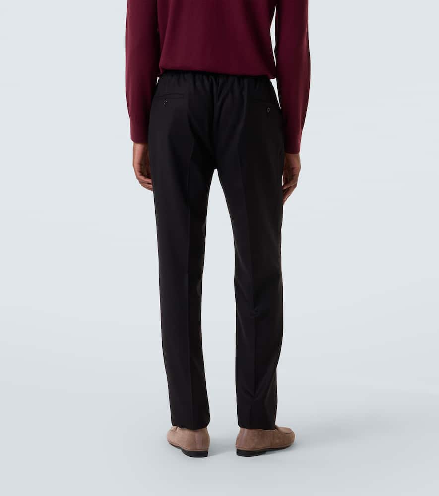 Virgin wool flannel tapered pants