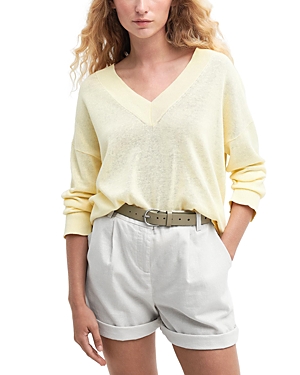 Annie Linen Cotton V Neck Sweater