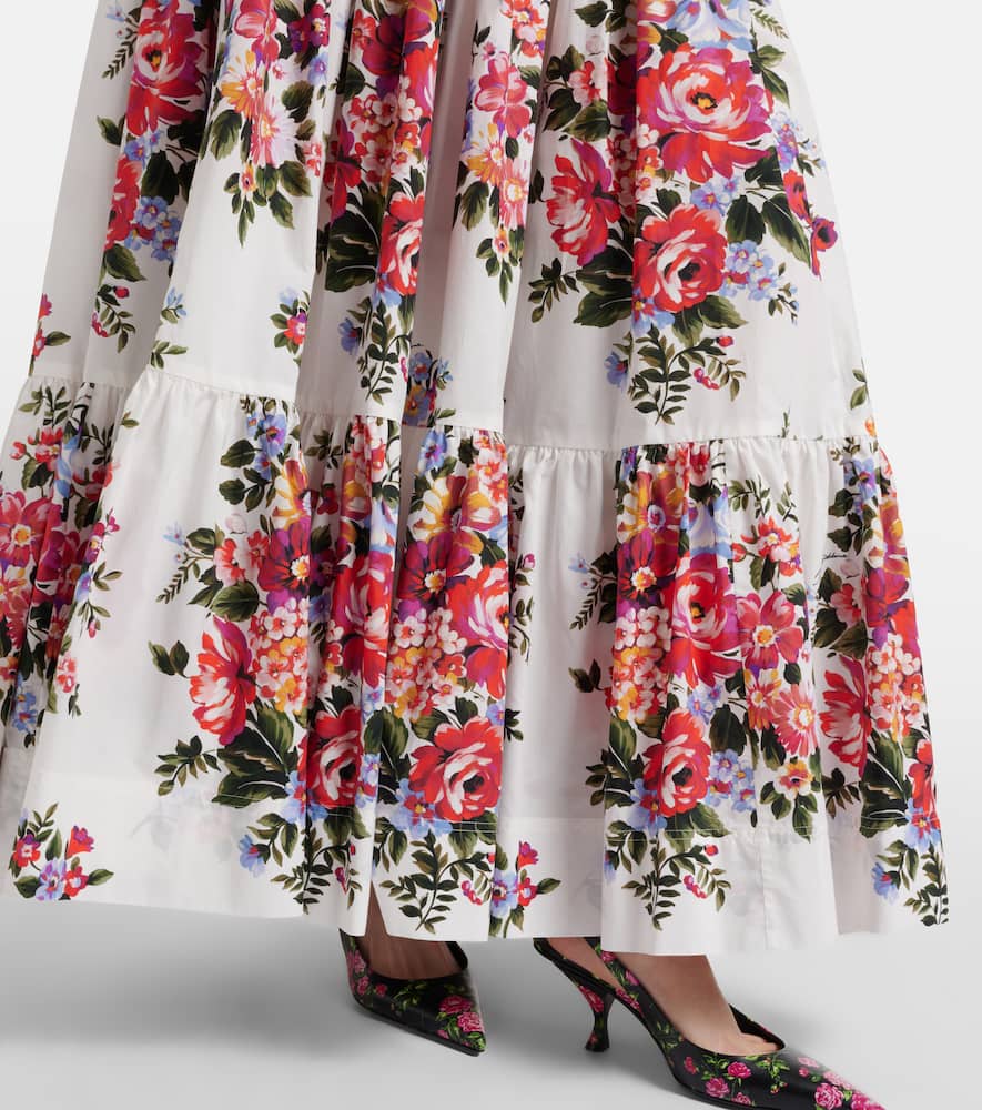 Floral cotton poplin maxi skirt