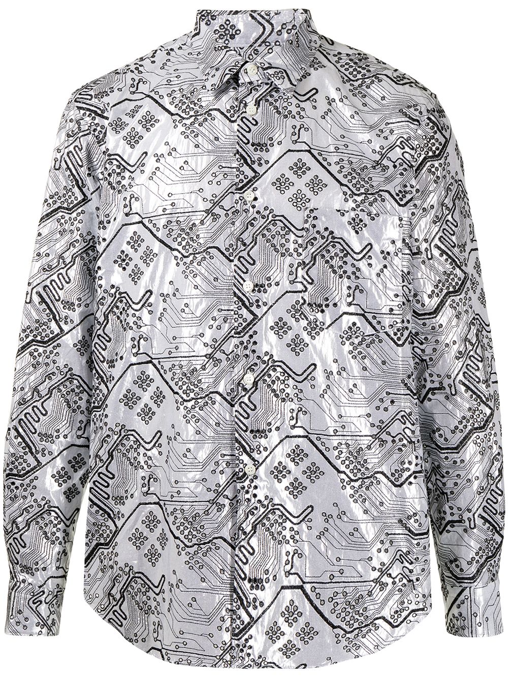 Perforated-detail cotton shirt - Silver