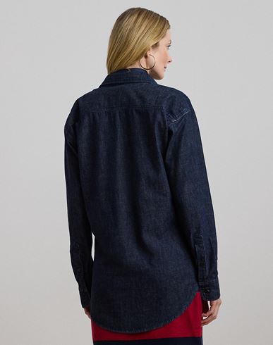 Relaxed Fit Denim Shirt Woman Denim shirt Blue