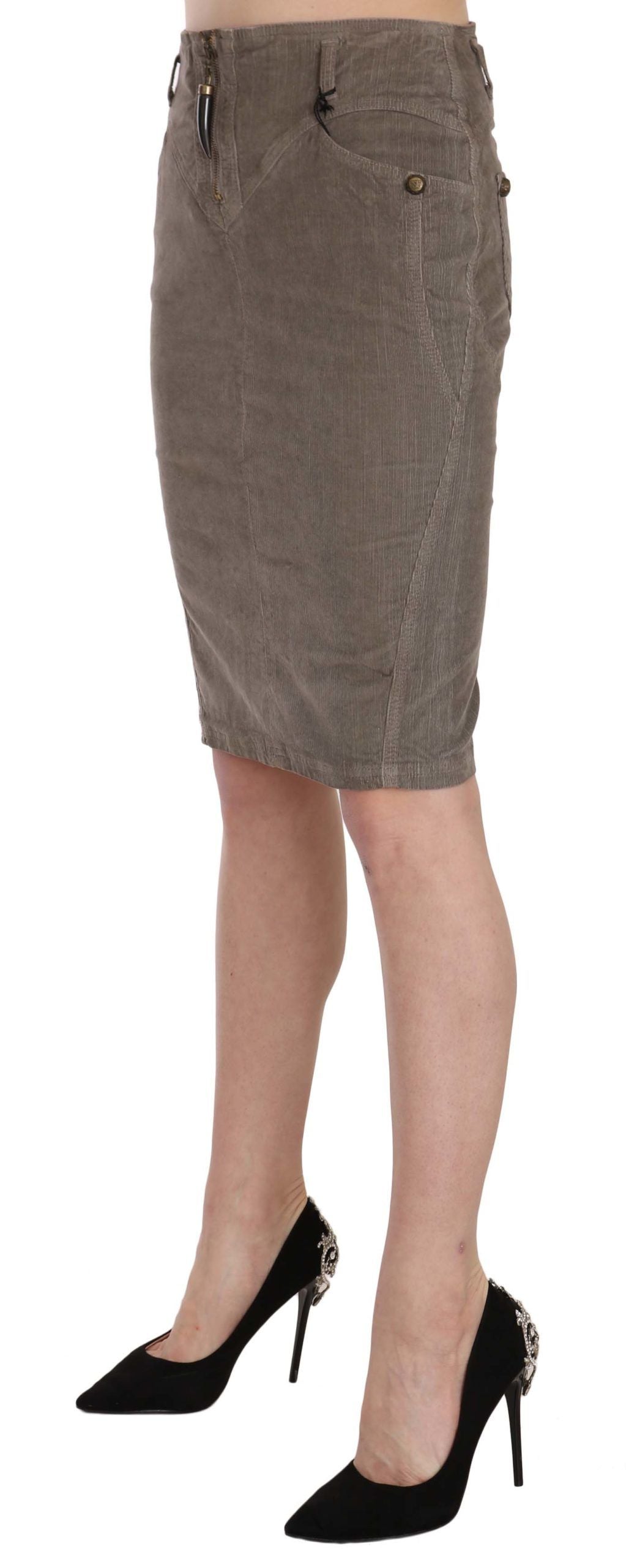 Corduroy Pencil Skirt — Gray