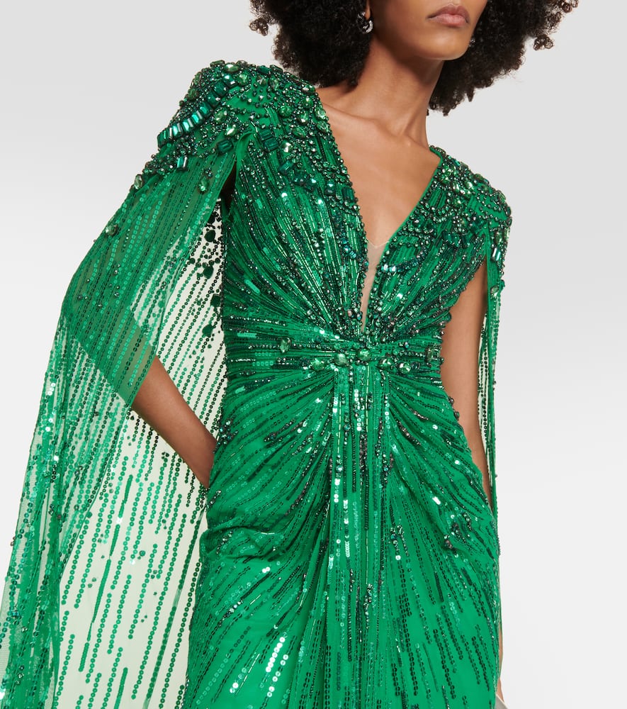 Jenny Packham Lotus Lady embellished caped gown