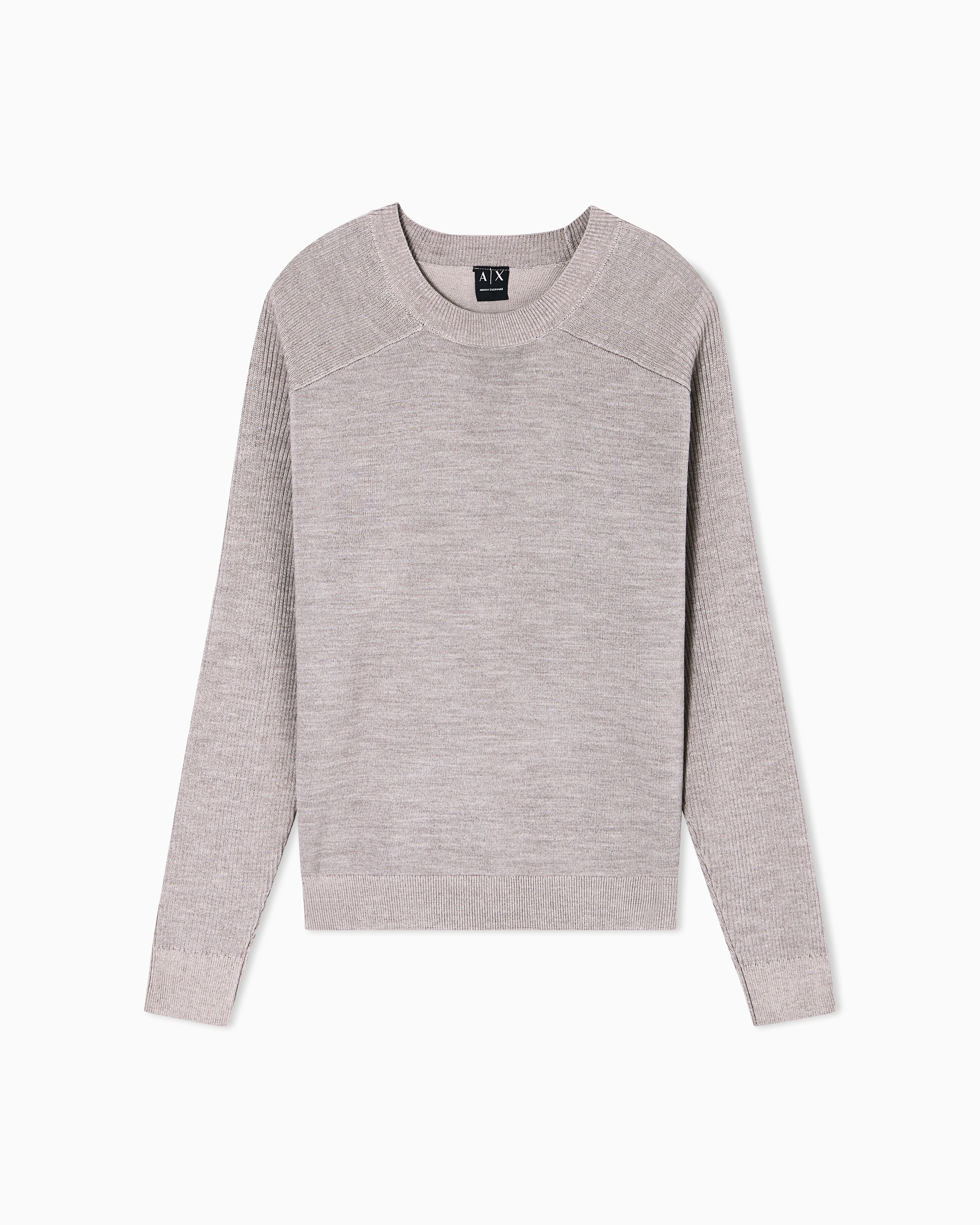 Crew neck sweater with shoulder detail