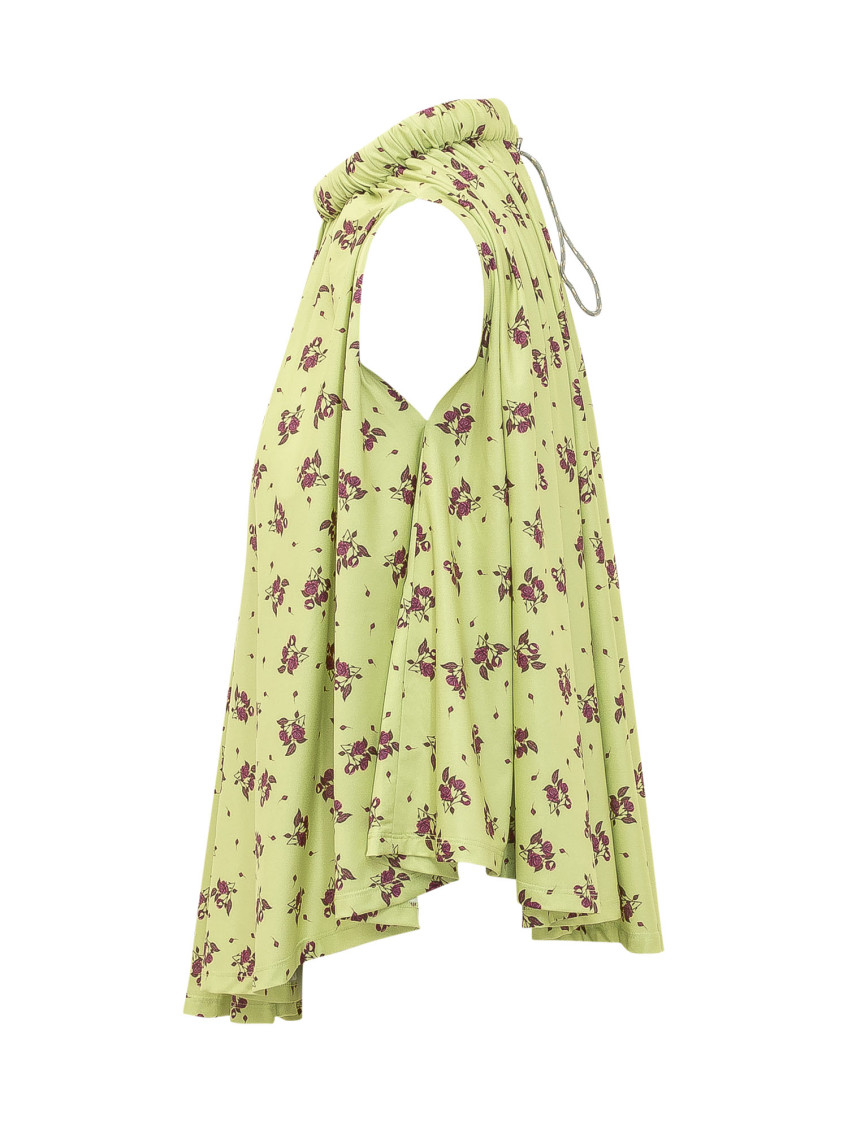 Green Floral Halter Neck Top
