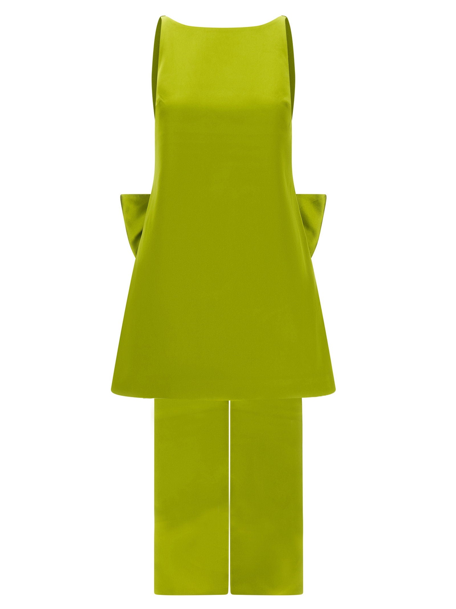 Sculptural Bow Maxi Dress — Lime