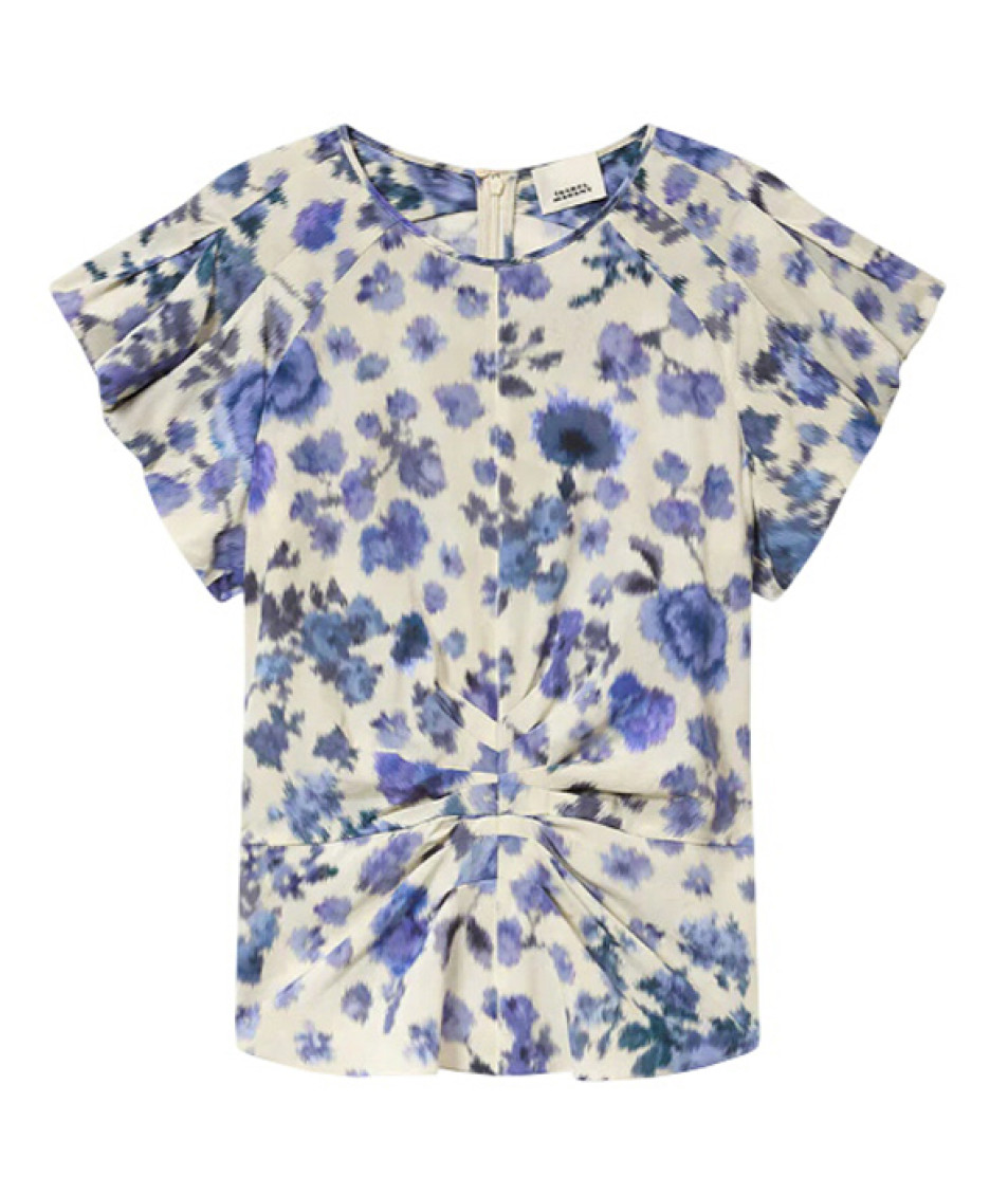 Isabel Marant - short sleeve dress round neckline floral pleated