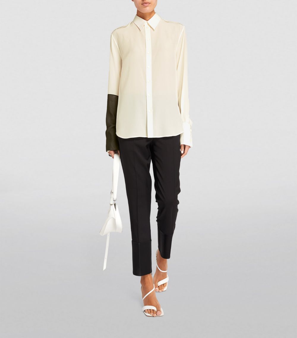 Silk Contrast-Sleeve Shirt