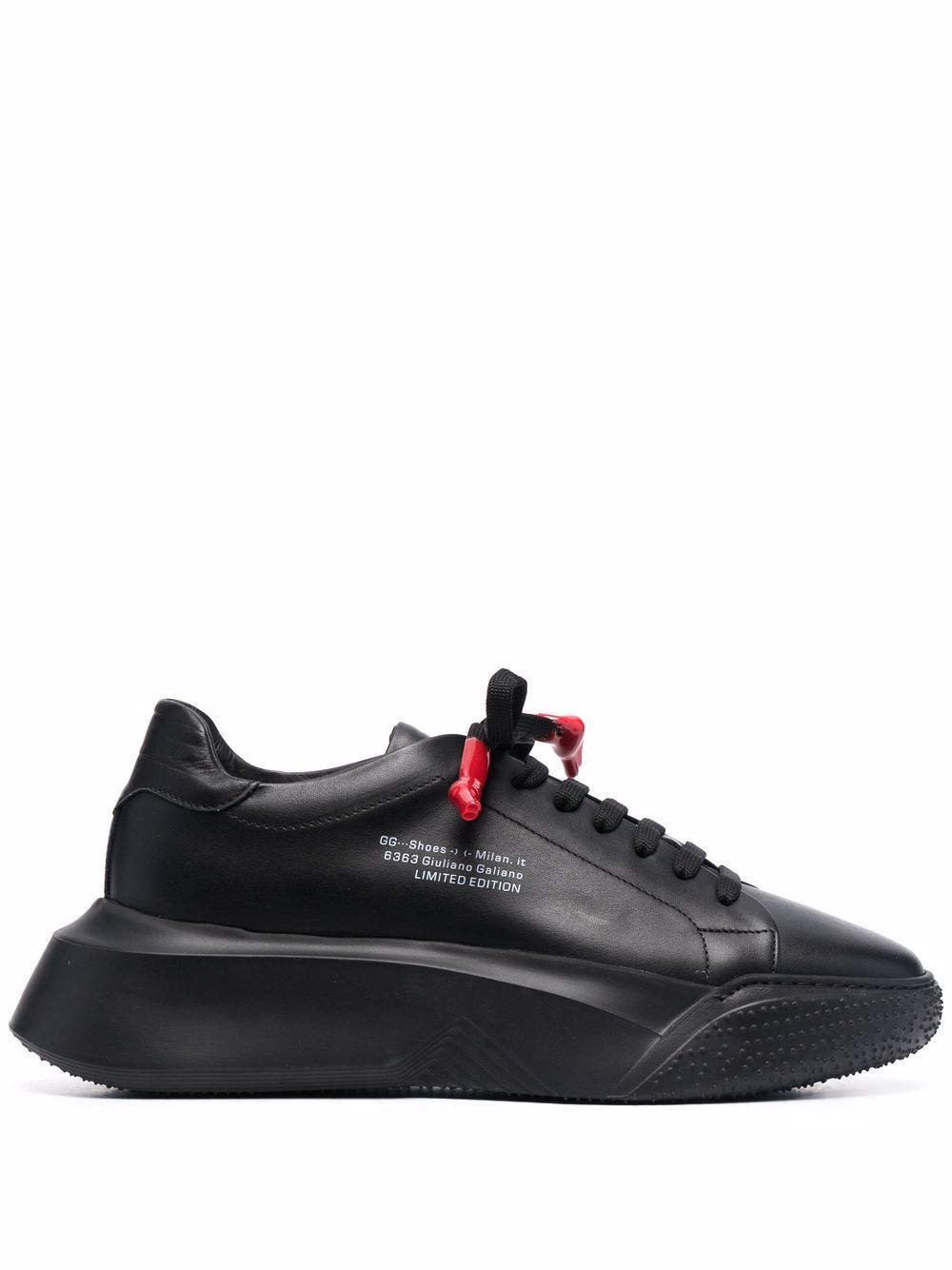 Leather lace up sneakers - Black