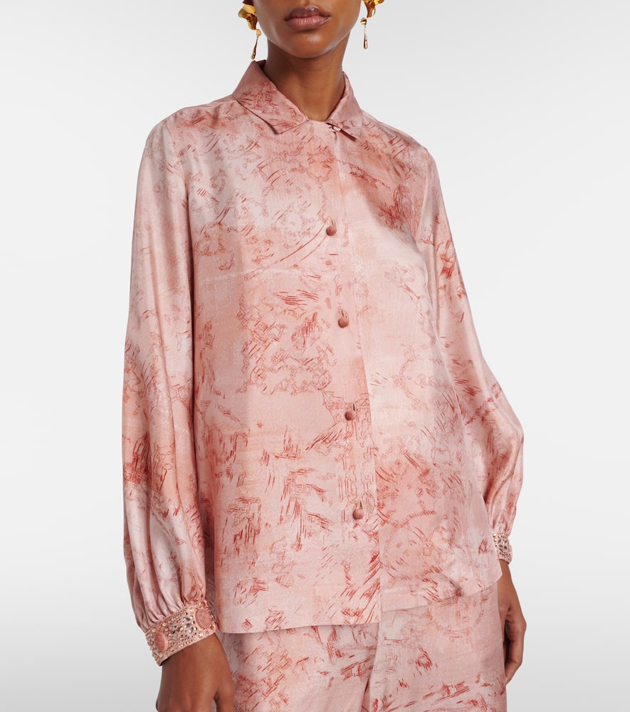 Crespo embellished printed twill shirt