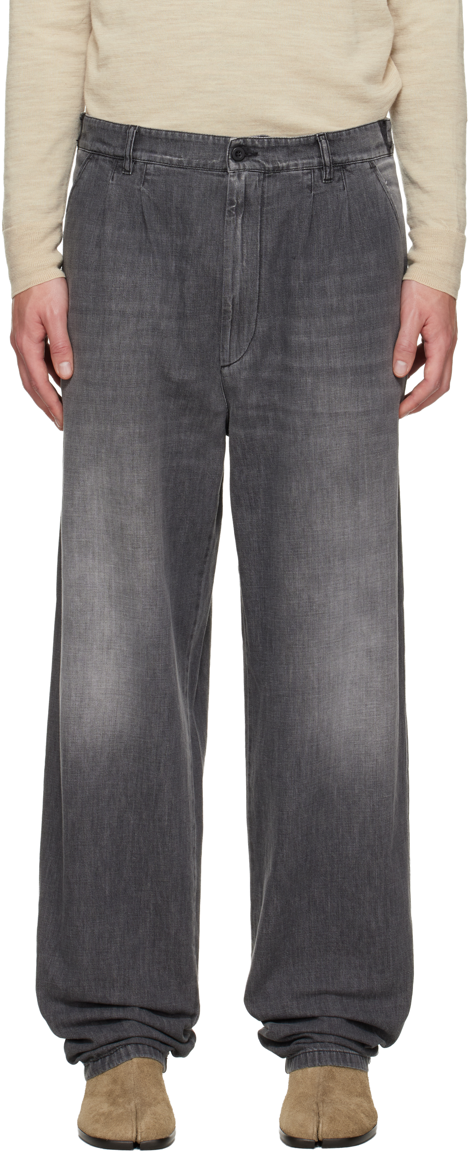 Gray Straight-Leg Jeans