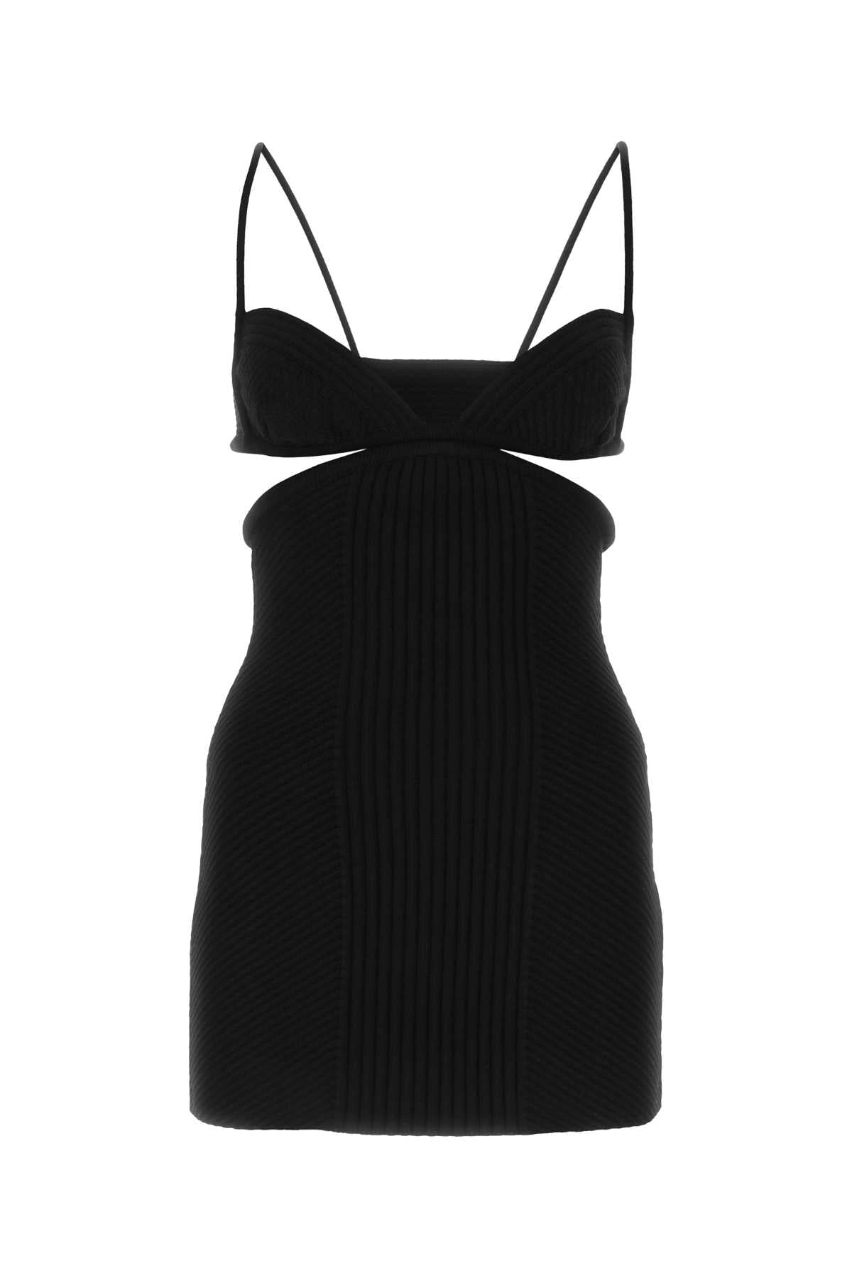 Pleated Knit Dress — Black