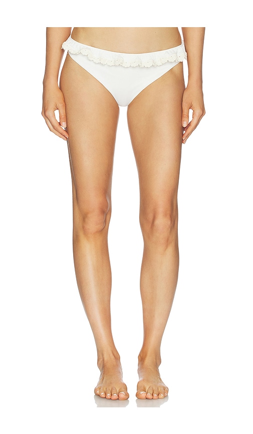 Sea Madelyn Crochet Bikini Bottom With Ruffle in White. - M also in L, S