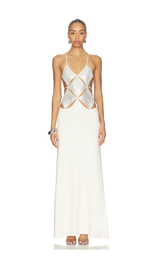DELFI Gaia Maxi Dress in White. M. Also in