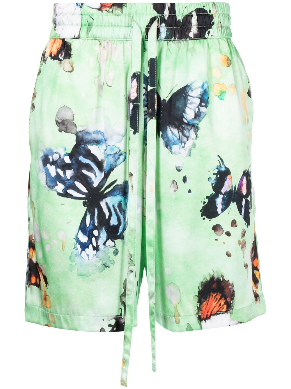 Butterfly-print silk shorts - Green