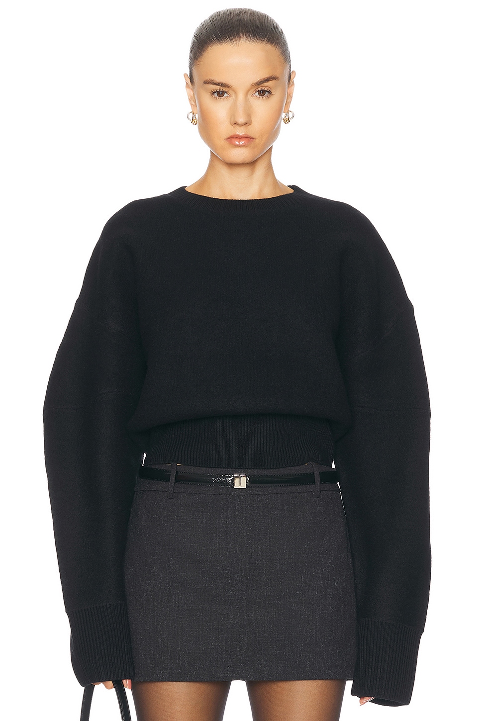 EAVES Arlet Crewneck Sweater in Black - Black.  XL also in