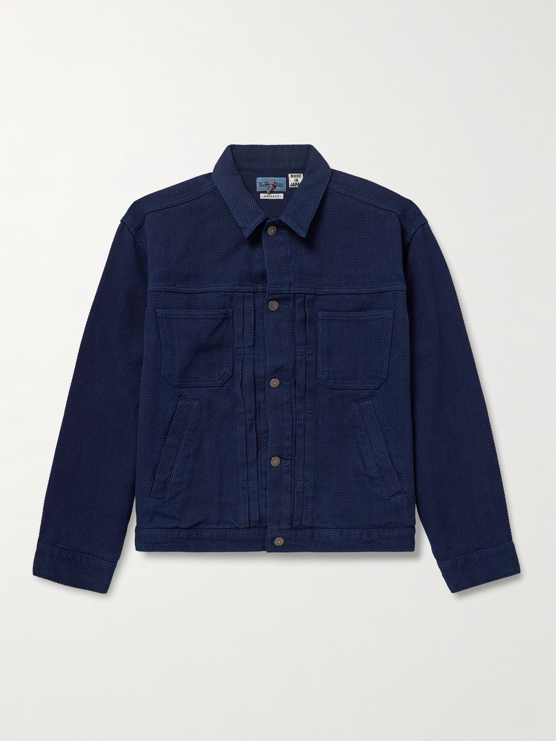Indigo-Dyed Sashiko Cotton Trucker Jacket