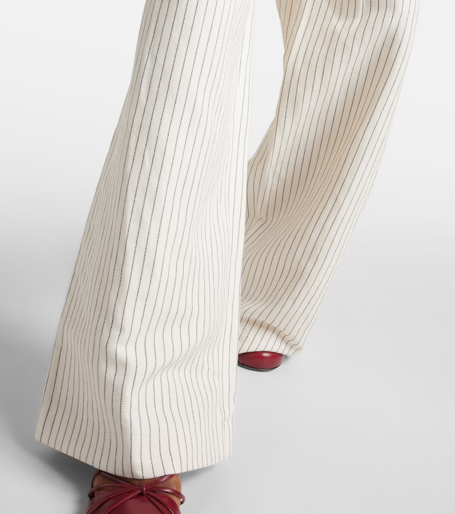Mid-rise cotton and linen wide-leg pants