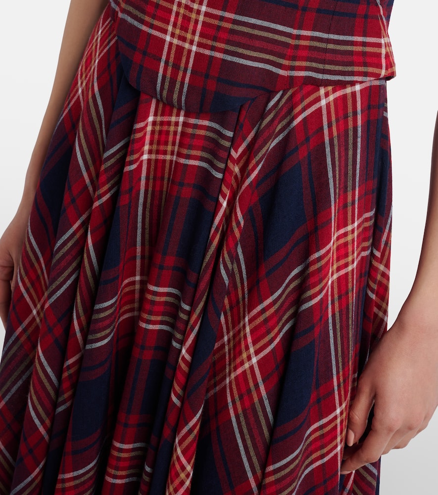 Chichi draped plaid midi dress