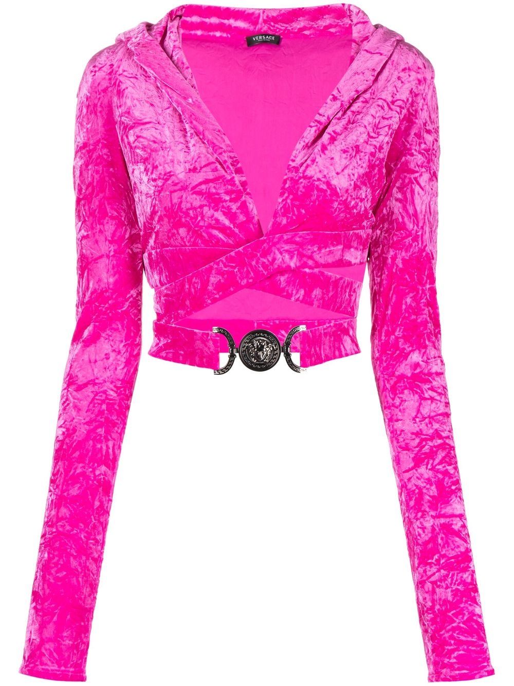 Crossover velvet-finish top - Black