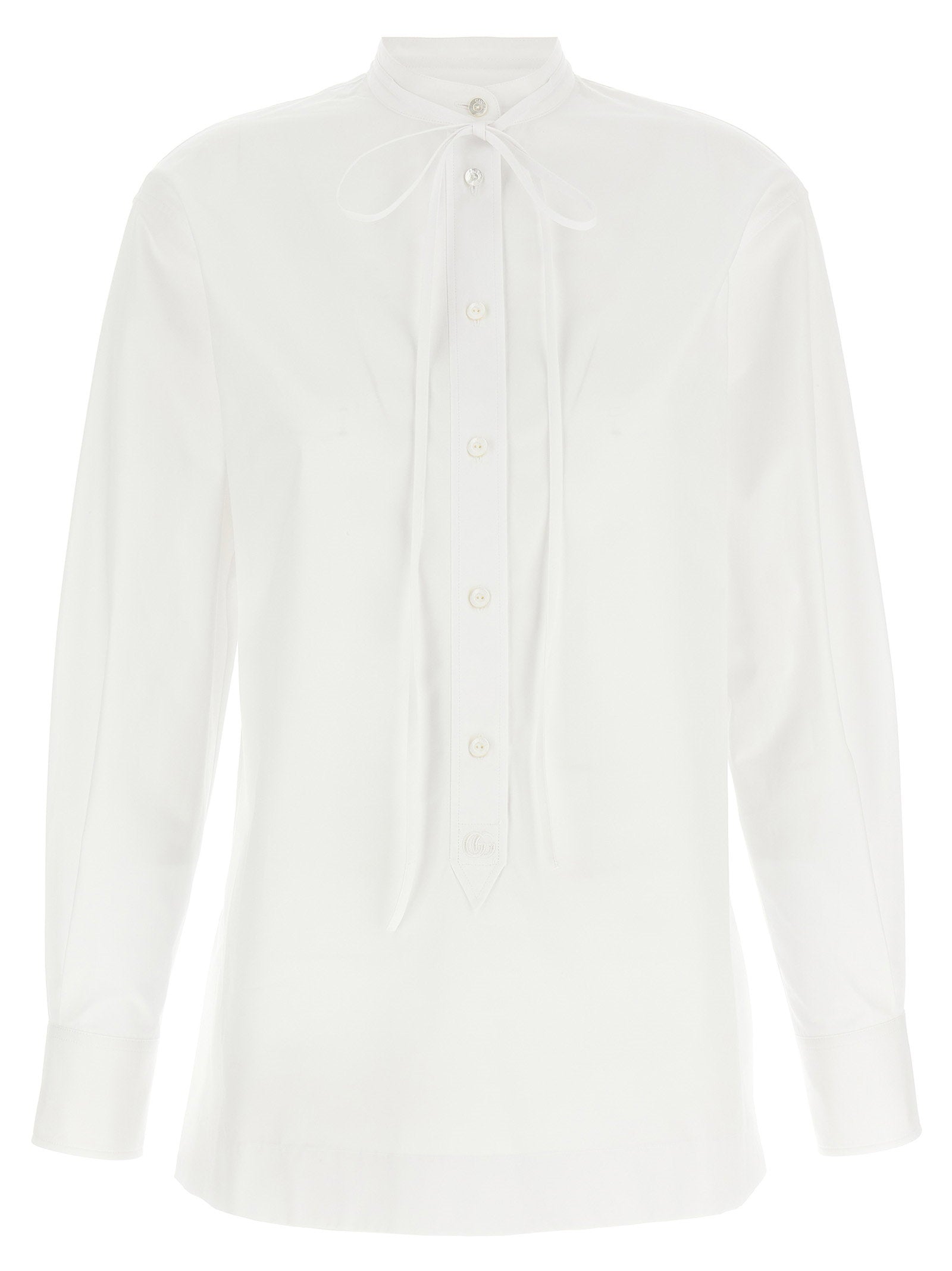 Double G Embroidered Cotton Poplin Shirt — White